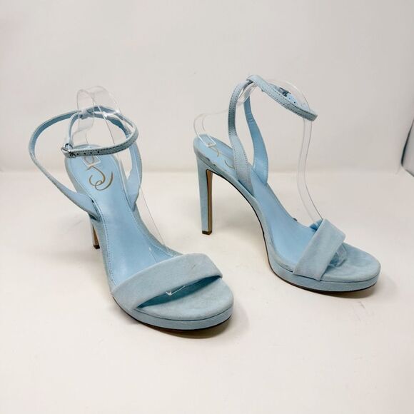 Sam Edelman Blue Suede Ankle Strap Heels Sandals Size 11 - Picture 1 of 7